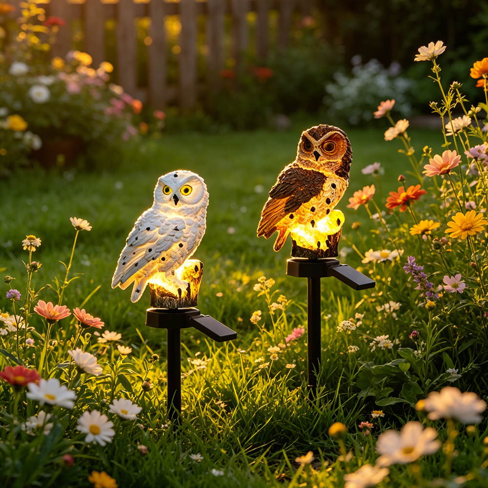 Outdoor Lighting Garden - Owl Solar Light, Resin Owl Ground