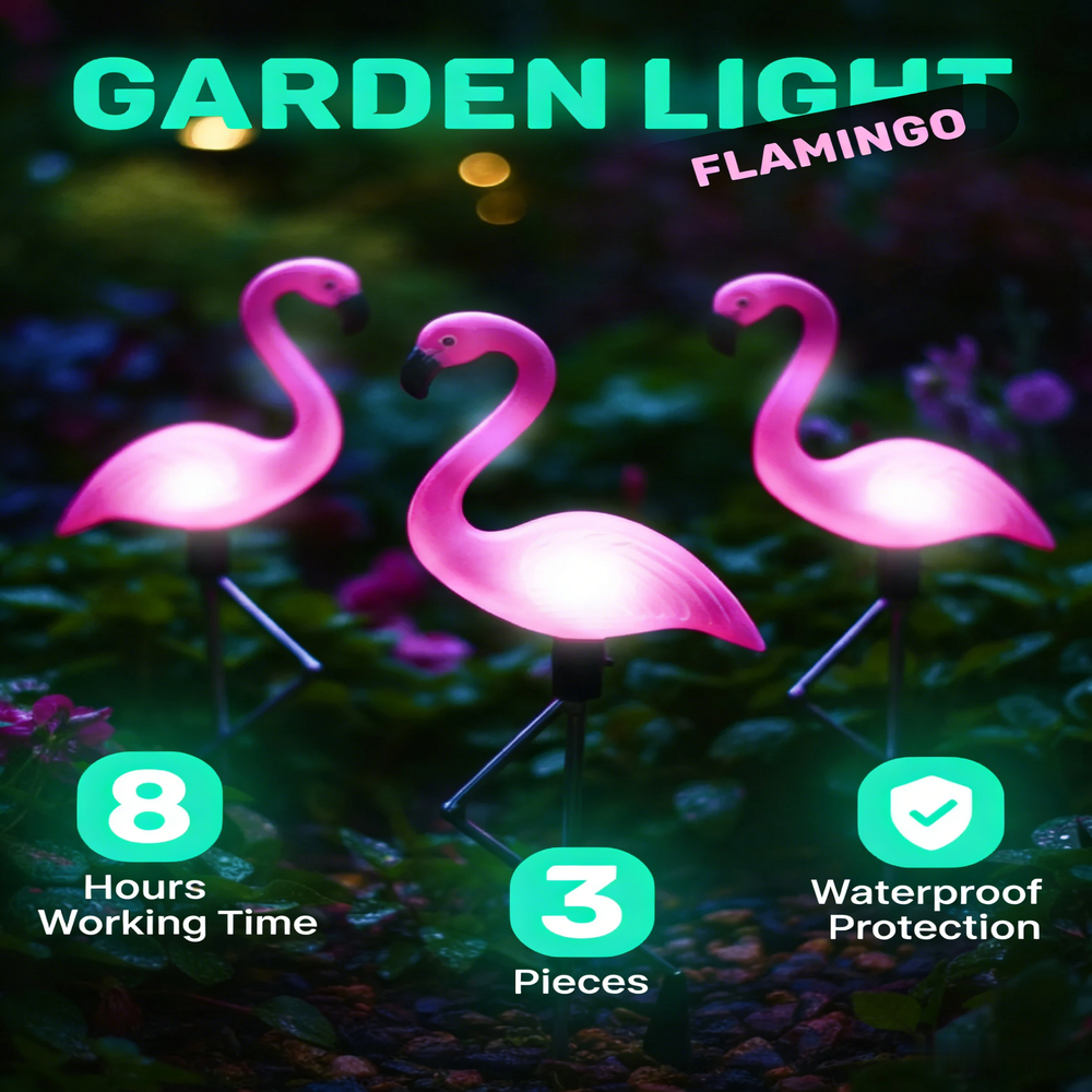 3Pcs Solar Powered Flamingo Gr - Outdoor Lighting Driveway recensie en prijs