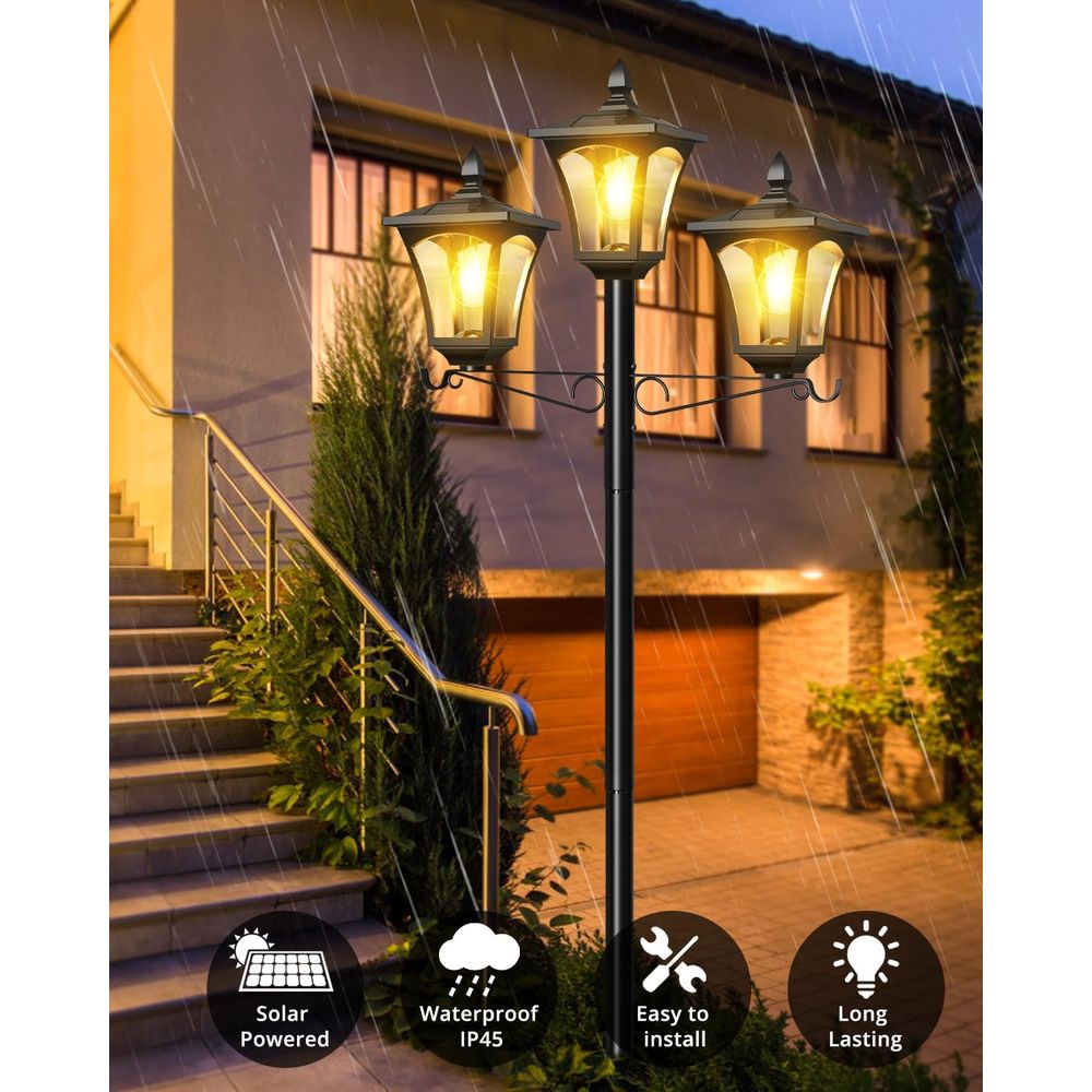 3-Head Solar Lamp Post Light,  - Outdoor Lighting Driveway recensie en prijs